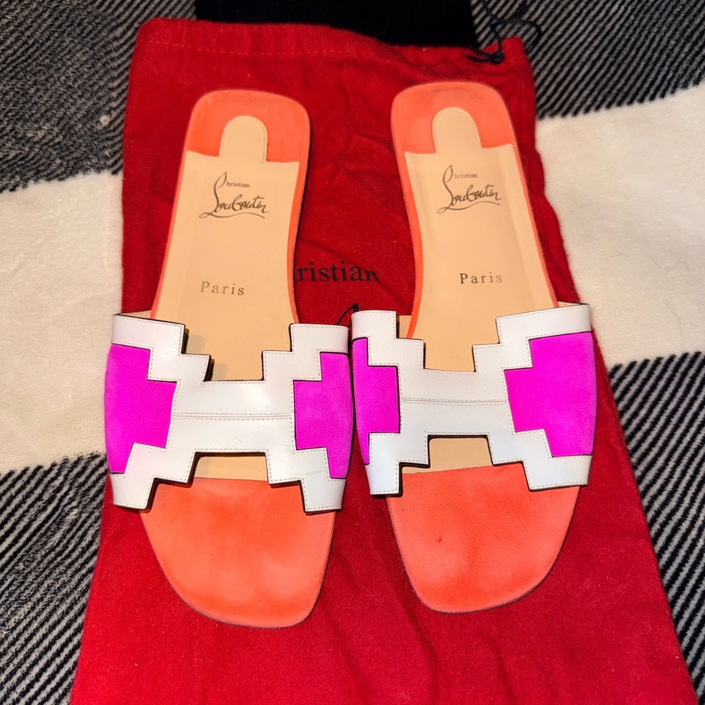 Christian Louboutin Orange and Pink Sandals